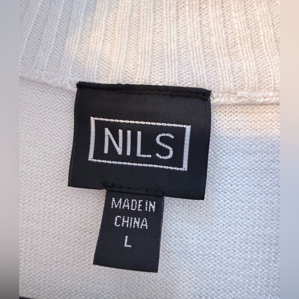 NILS Blue Quarter-Zip Ski Sweater with Snowflakes | NWT | Size L | Apres Ski - Picture 3 of 8